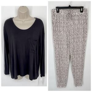 Alfani NEW Womens 2 Piece PJ Set Sleepwear Shirt & Pants Size S Classic Black